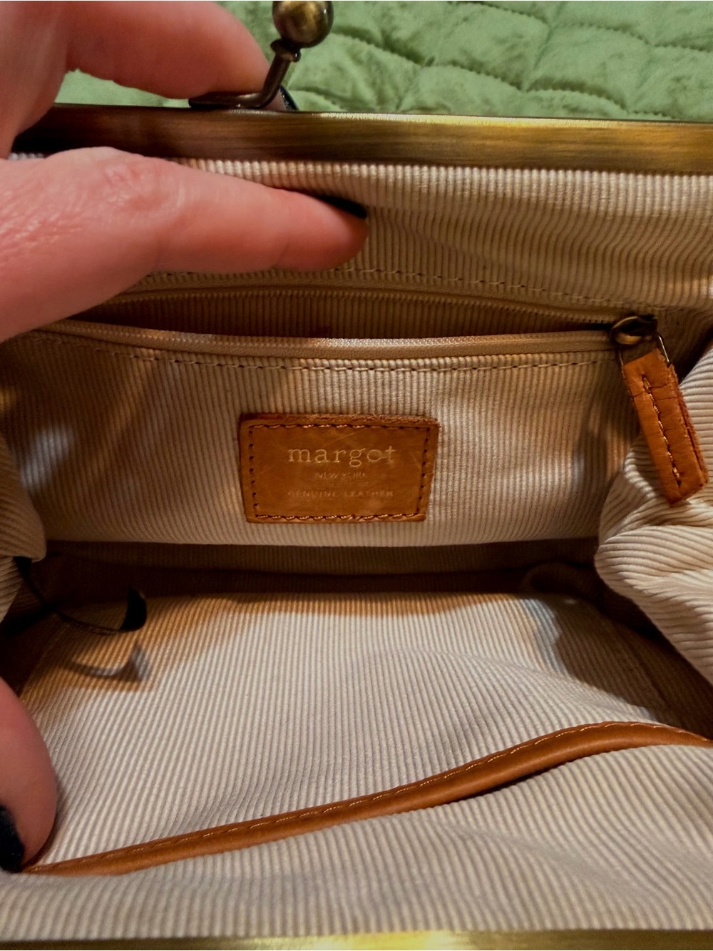 Margot New York Leather Woven Crossbody Bag with Chain Strap - Picture 5 of 5